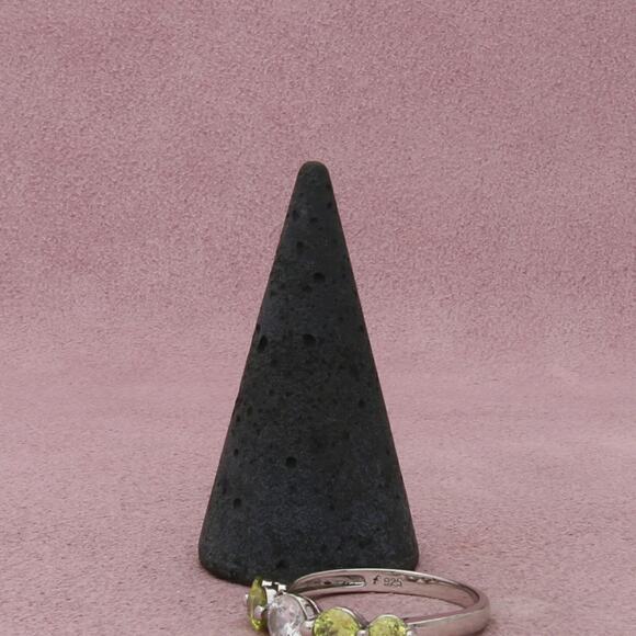 sterling silver round-cut yellow & clear cz ring size 11.5 - Picture 3 of 3